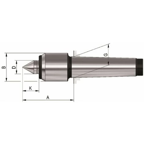 ROHM Mitlaufende Zentrierspitzen 60°. MK 2. Größe 02.mit Kleinem Gehäusedurchmesser 1 ROHM Mitlaufende Zentrierspitzen 60°. MK 2. Größe 02.mit Kleinem Gehäusedurchmesser