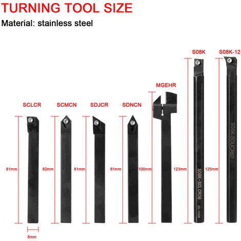 ASUPERMALL 7-Teiliges 8-Mm-Drehwerkzeugset Hochhartender Metalldrehmaschinen-Werkzeugsatz Cnc-Werkzeughalter Mit Klingenschlussel 2 ASUPERMALL 7-Teiliges 8-Mm-Drehwerkzeugset Hochhartender Metalldrehmaschinen-Werkzeugsatz Cnc-Werkzeughalter Mit Klingenschlussel - Image 2