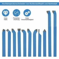 DEVENIRRICHE 11-teiliges Drehwerkzeug-Set, Hartmetall-Drehstahl-Set, Metall-Drehwerkzeuge Mit Holzkoffer, Rotierende Hartmetallspitze Zum Drehen Für 8 X 8 Mm Fräsdrehen -Deutschland Drechselbänke & Zubehör Verkaufs-Shop 50913472 5