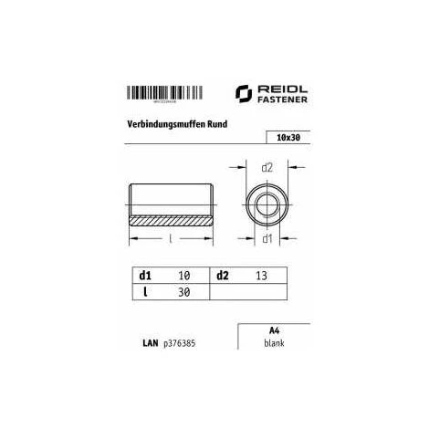 SONSTIGE Verbindungsmuffen, Rund, M 10 X 30, A4 Blank 4 SONSTIGE Verbindungsmuffen, Rund, M 10 X 30, A4 Blank - Image 4