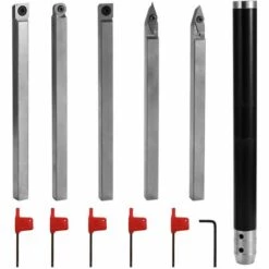 LIFCAUSAL Legierter Stahl Drehmaschine Holzdrehwerkzeug Hartmetall-Einsatzschlüssel Schneidwerkzeuge Aluminiumlegierung Griff Holzbearbeitungswerkzeug 6 STÜCKE